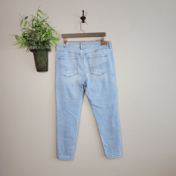 American Eagle Skinny Jeans Hi Rise Jeggings Light Blue Wash Stretch AE 16 Short - Picture 9 of 11
